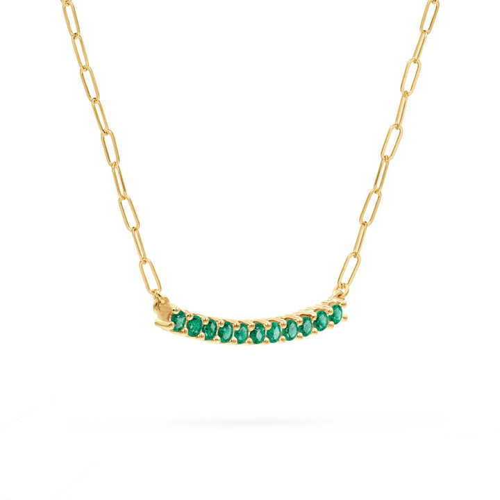 1.32TCW Round Cut Emerald Moissanite May Birthstone Necklace