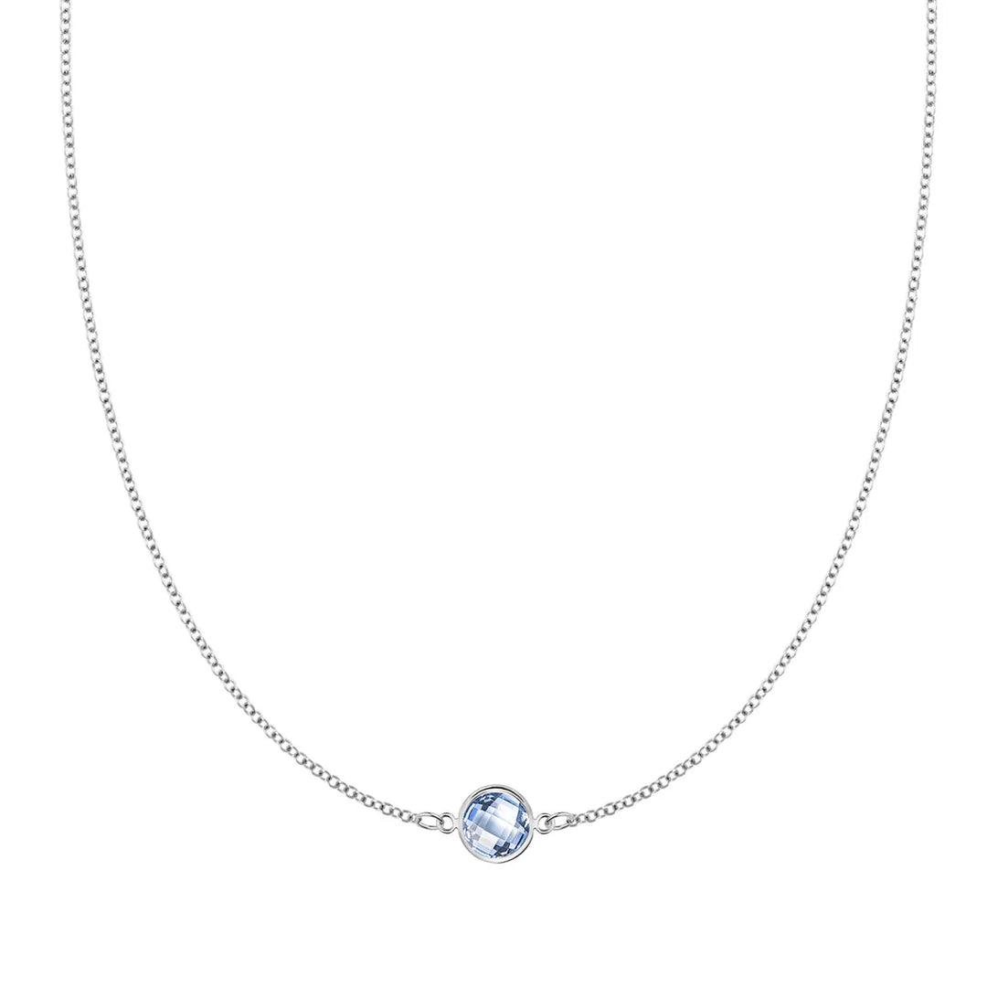 0.90CT Round Solitaire Aquamarine Moissanite March Birthstone Necklace