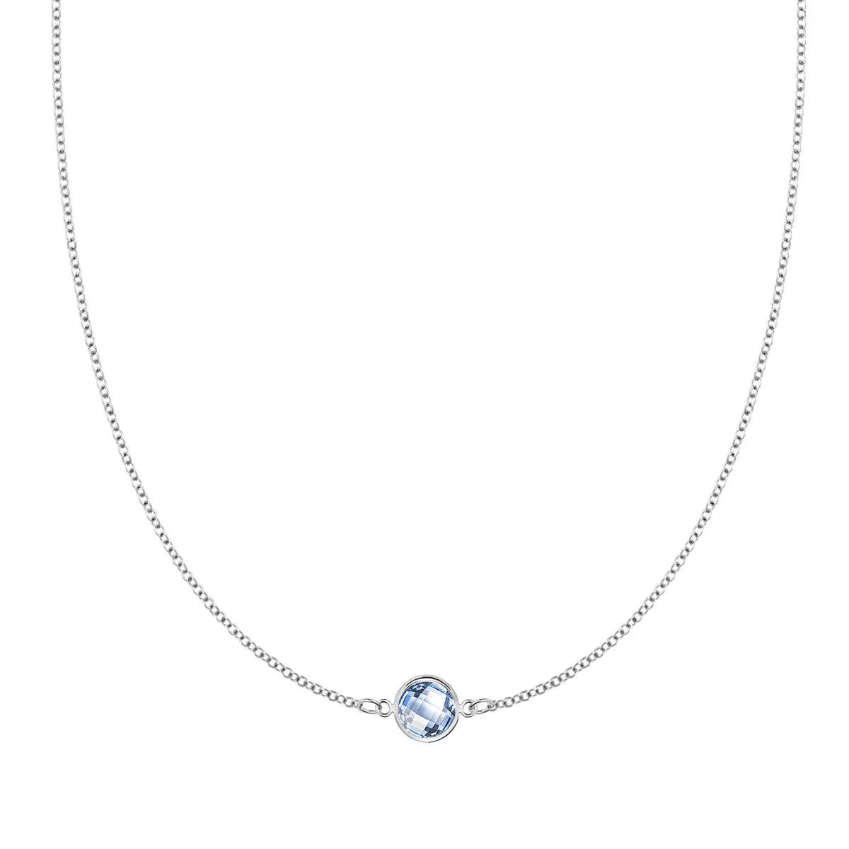 0.90CT Round Solitaire Aquamarine Moissanite March Birthstone Necklace