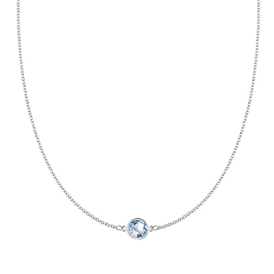 0.90CT Round Solitaire Aquamarine Moissanite March Birthstone Necklace