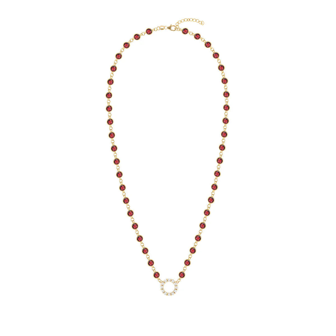 13.5 TCW Round Cut Open Circle Moissanite January Birthstone Necklace