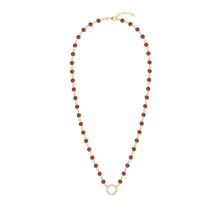 13.5 TCW Round Cut Open Circle Moissanite January Birthstone Necklace