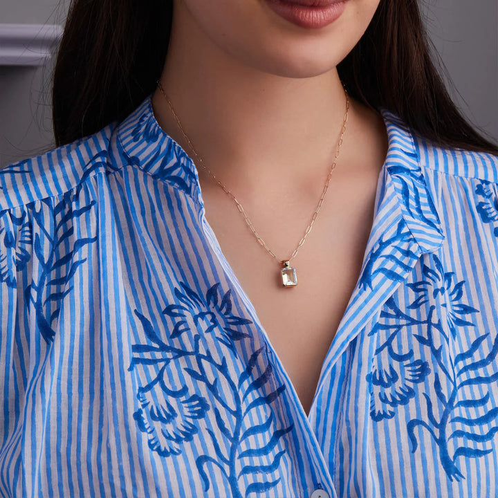 4.0CT Emerald Cut Diamond Moissanite April Birthstone Pendant Necklace