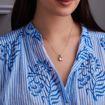 4.0CT Emerald Cut Diamond Moissanite April Birthstone Pendant Necklace