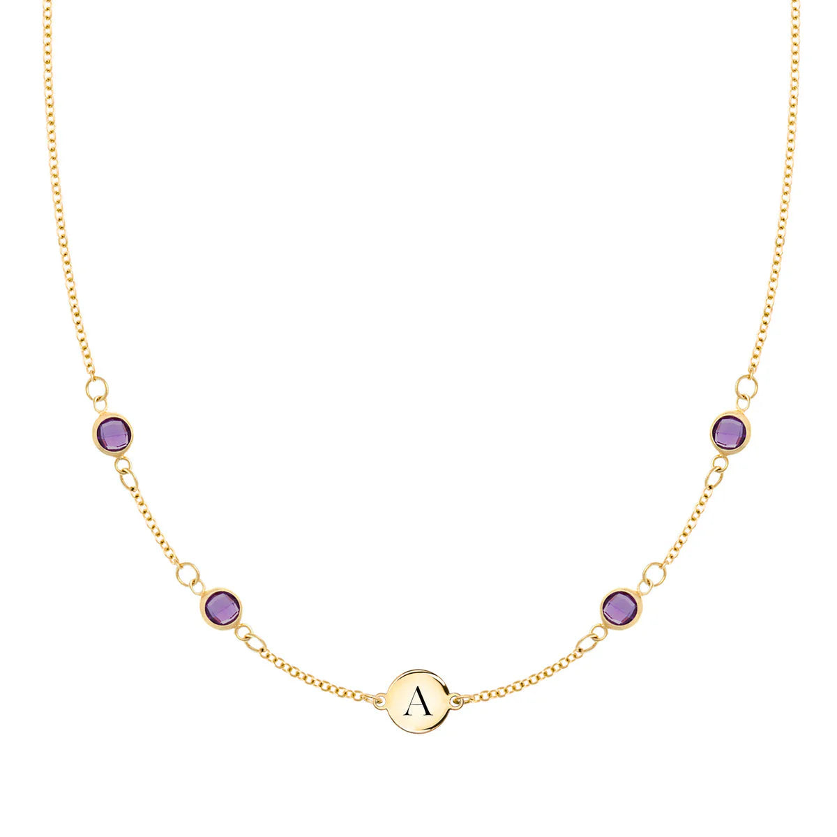1.0TCW Round Customized Moissanite Diamond February Birthstone Necklace