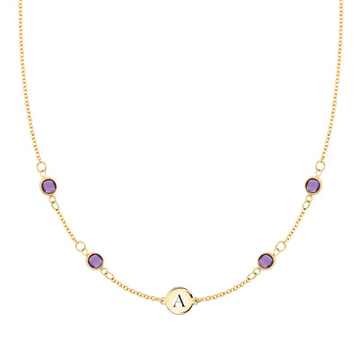 1.0TCW Round Customized Moissanite Diamond February Birthstone Necklace