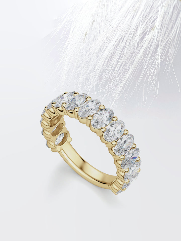 Oval Cut 3/4 Eternity Diamond Wedding Band For Her