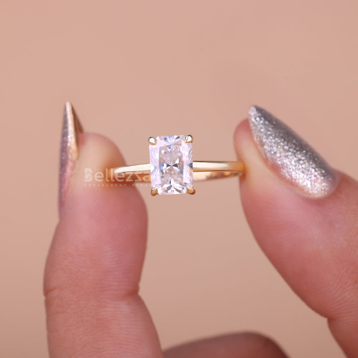 1.50CT Radiant Cut Moissanite Hidden Halo Engagement Ring - Ready to Ship