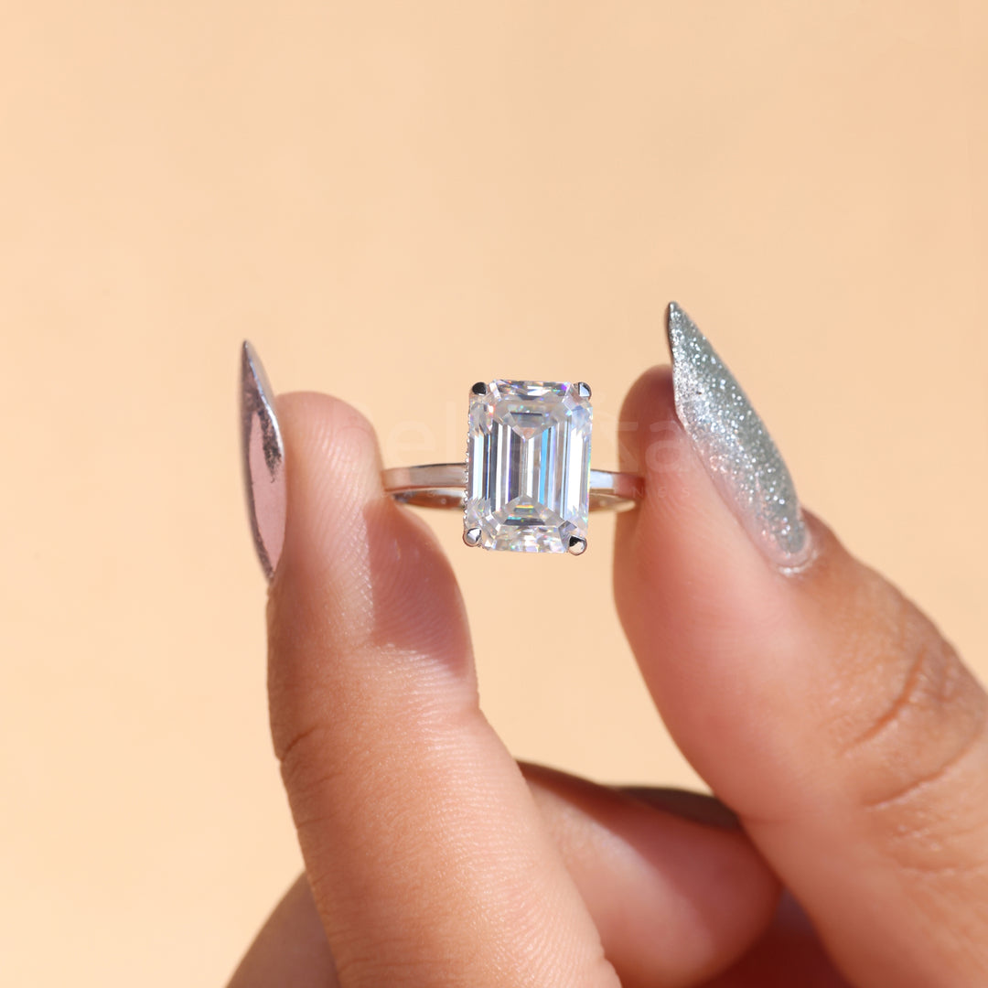 4.0CT Emerald Cut Hidden Halo Engagement Ring - Ready to Ship