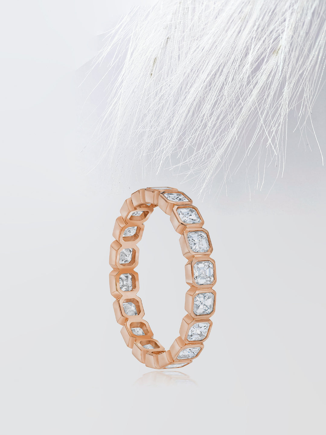 Asscher Cut Bezel Diamond Wedding Band For Women