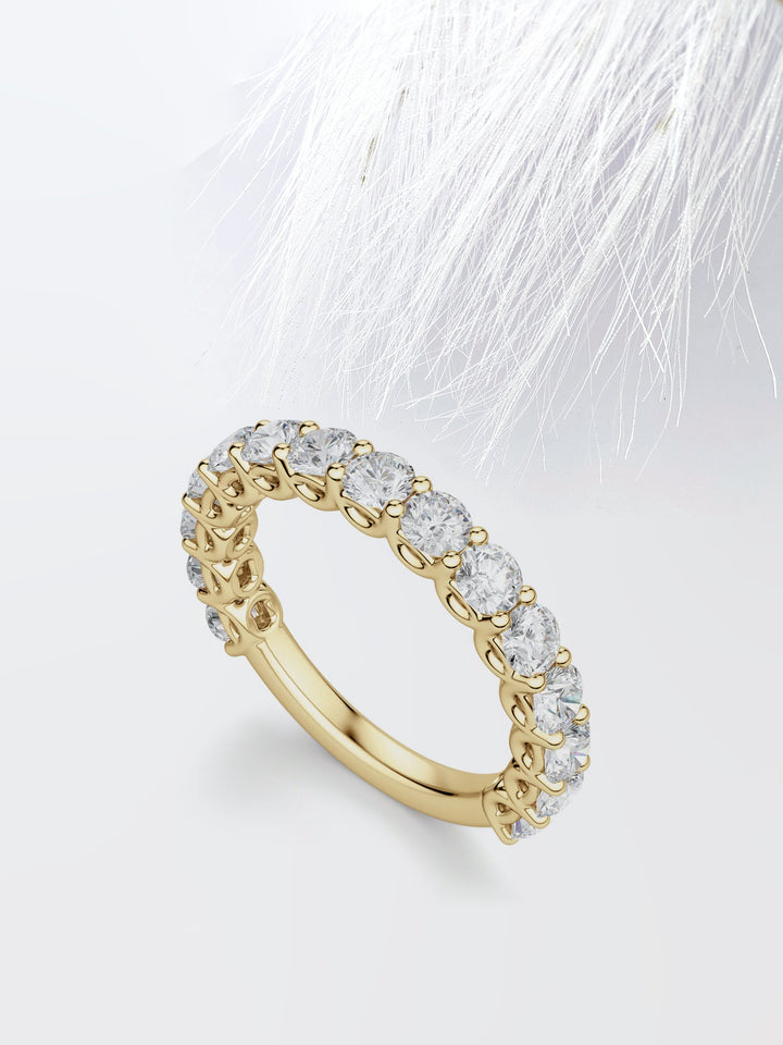 Round Cut Semi Eternity (3\4) Diamond Wedding Band For Women