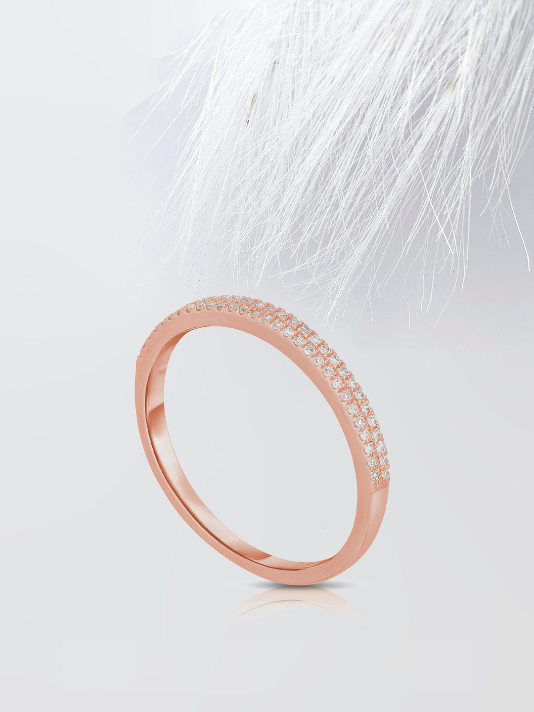 Round Cut Double Row Pave Stackable Diamond Wedding Band