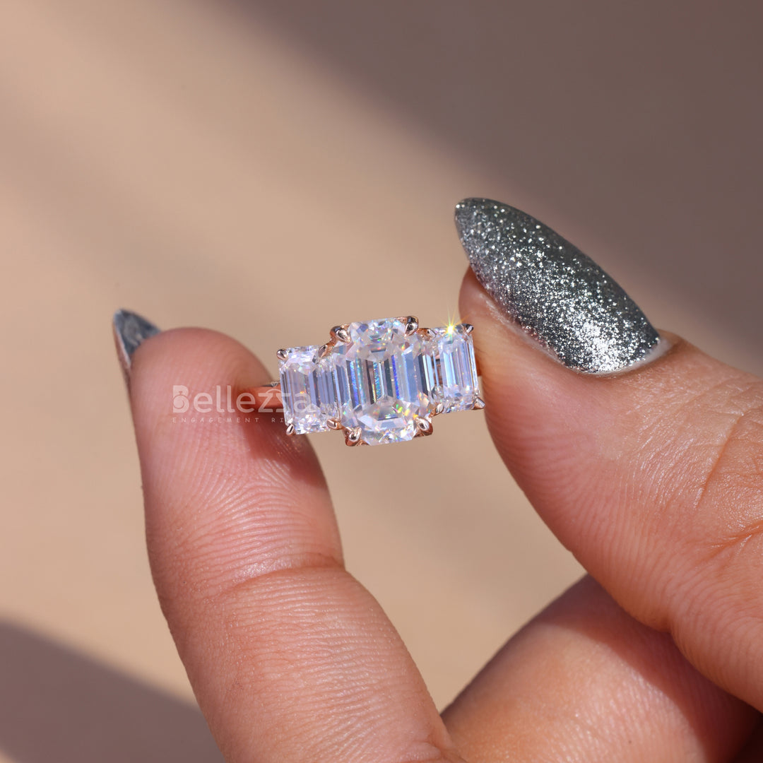 2.0CT Emerald Cut Three Stone Engagement Ring - Ready To Ship