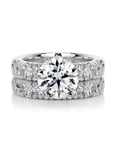 3.0 CT Round Solitaire & Pave F-VS Loose Diamond Bridal Set