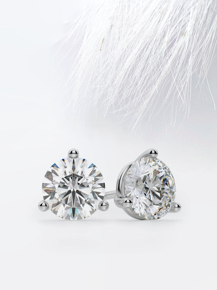 4.0CT Round Cut Stud Moissanite Diamond Earrings For Women