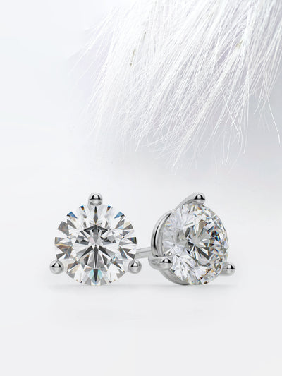 4.0CT Round Cut Stud Moissanite Diamond Earrings For Women