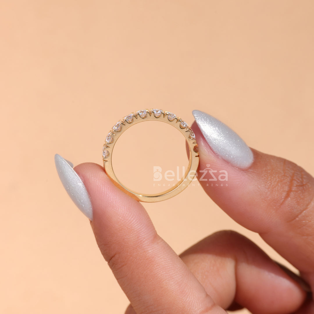 Round Cut Half Eternity Wedding Band For Her - Ready To Ship