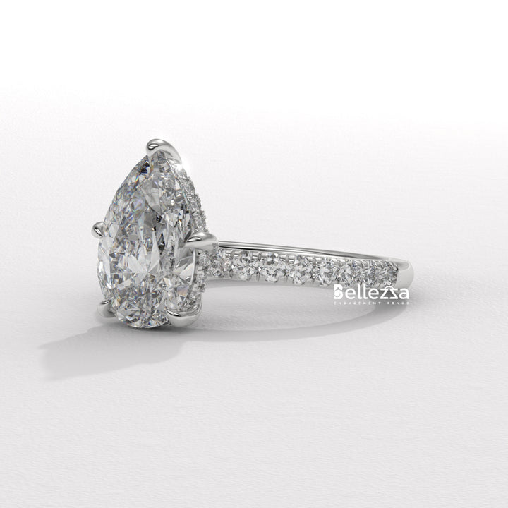 1.50-2.50CT Pear Cut Diamond Pave Setting Lab Grown Engagement Ring