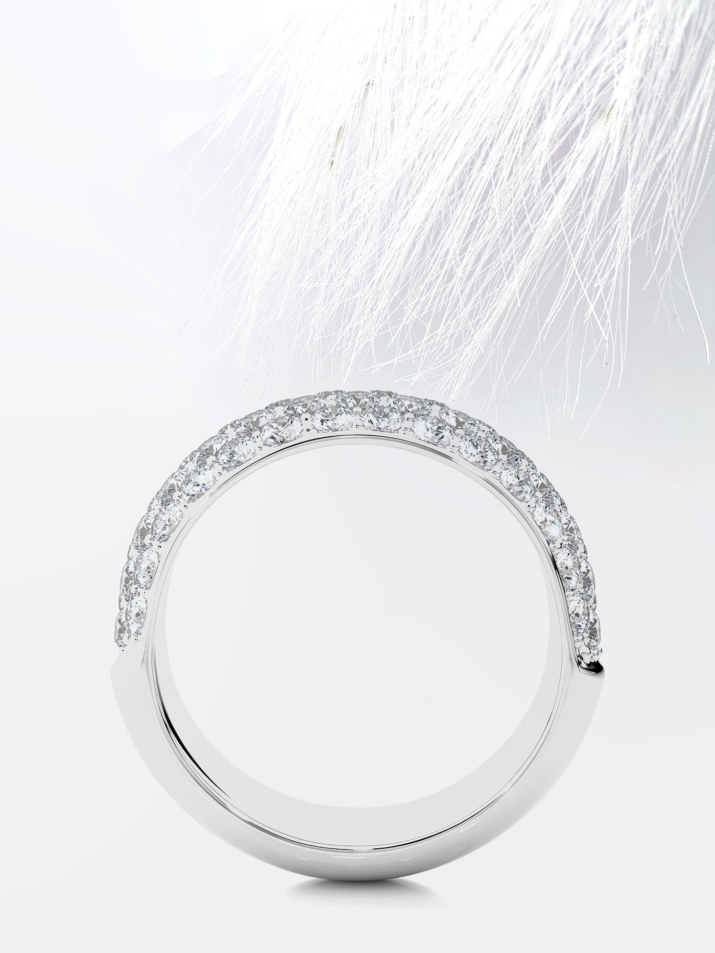 Round Cut Clustered Moissanite Men's Wedding Band In White Gold