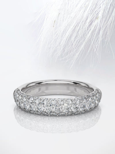 Round Cut Three Row Moissanite Pave Men's Wedding Band