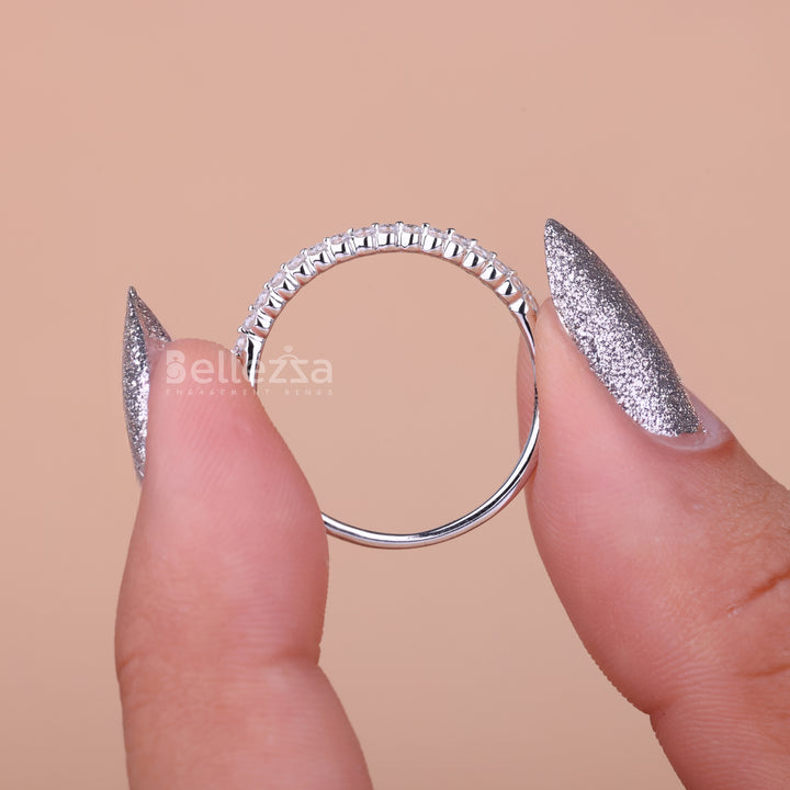 0.30TCW Round Brilliant Bubble Prong Moissanite Wedding Band - Ready to Ship