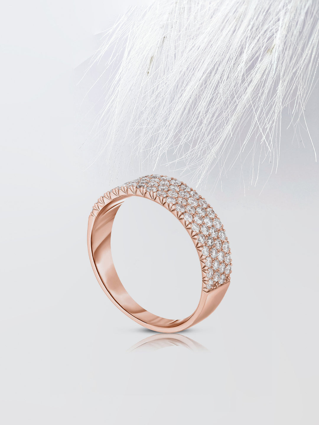 Round Cut Four Row Stackable Pave Diamond Wedding Band For Women