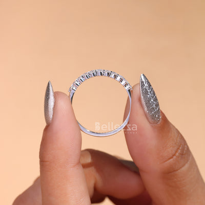 Round Cut Half Eternity Moissanite Wedding Band - Ready To Ship