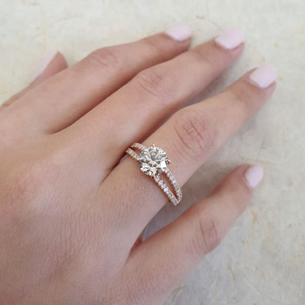 1.90ct Round Brilliant Cut Split Shank Engagement Ring