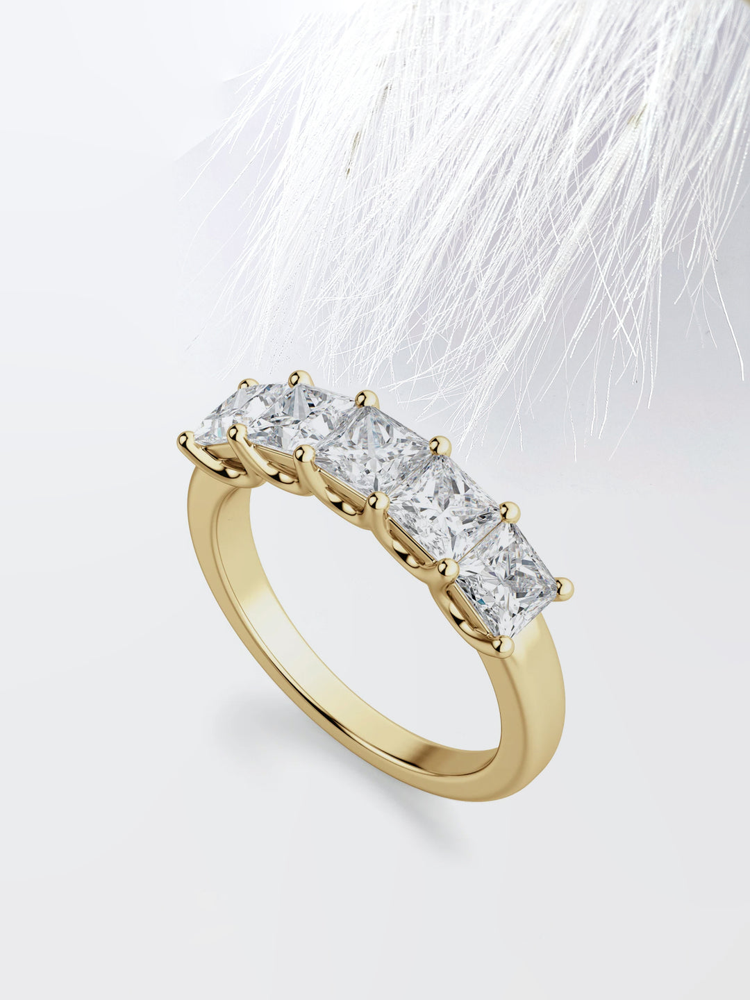 Princess Cut Five Stone Diamond Wedding Band For Her