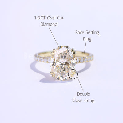 1.50CT Oval Cut Diamond Pave Setting Moissanite Engagement Ring