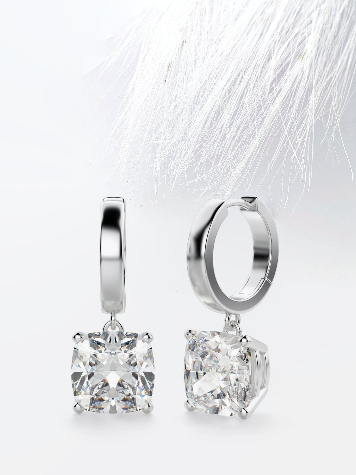 2.06CT Cushion Cut Drop Moissanite Diamond Earrings For Women