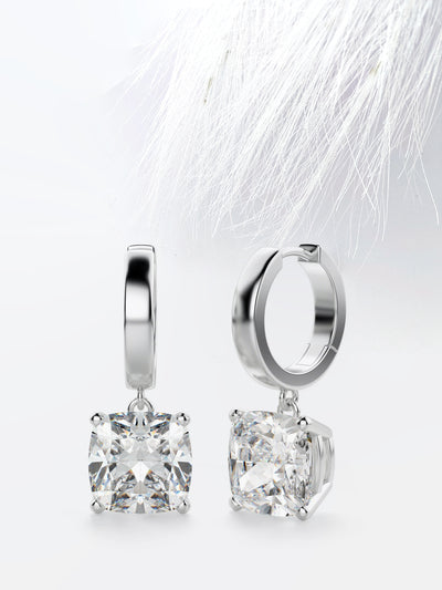 2.06CT Cushion Cut Drop Moissanite Diamond Earrings For Women