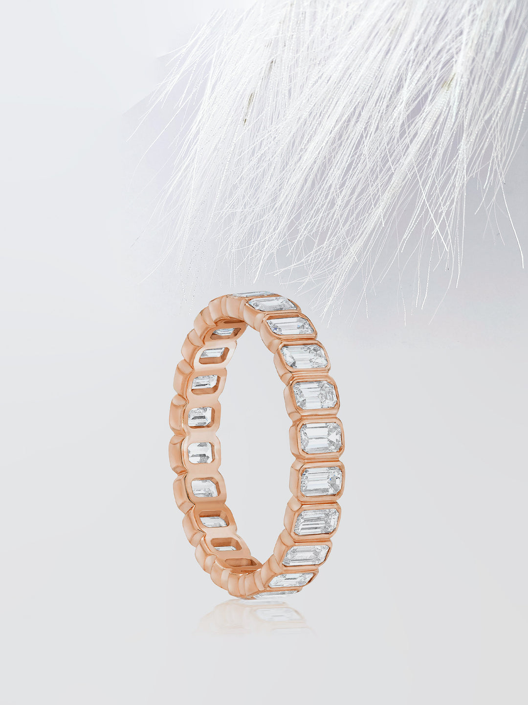 Emerald Cut Bezel Eternity Diamond Wedding Band For Women