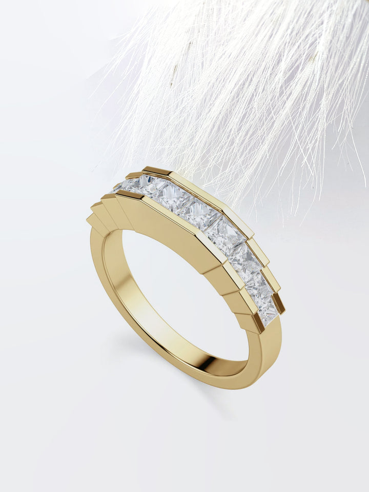 Princess Cut Channel Diamond Wedding Band For Her