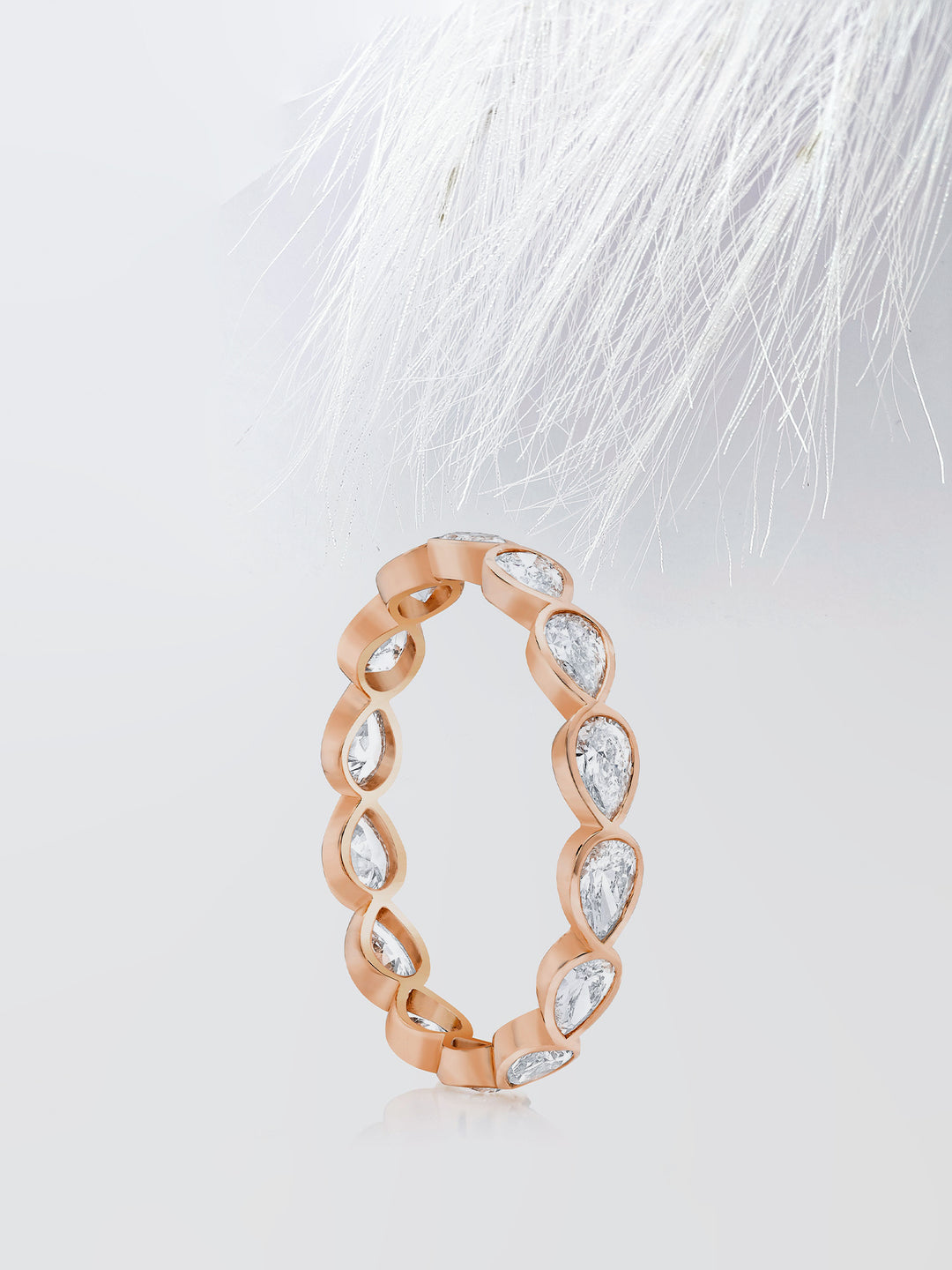 Pear Cut Bezel Diamond Wedding Band For Women