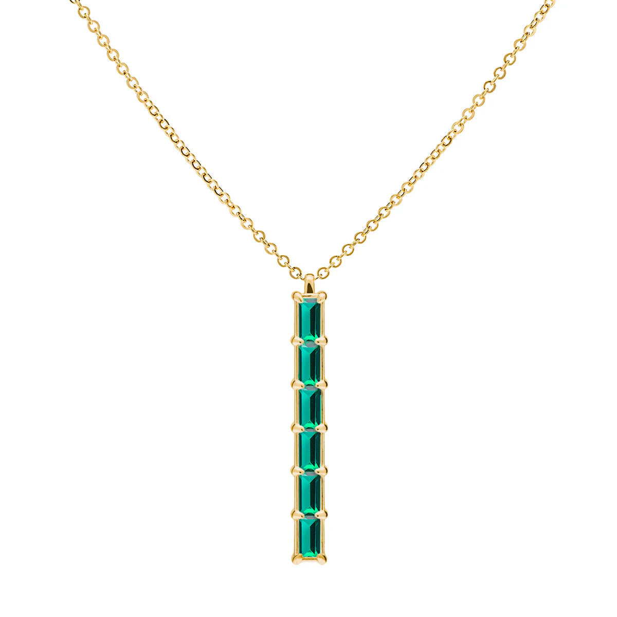 0.84TCW Baguette Cut Moissanite Diamond May Birthstone Necklace