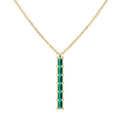 0.84TCW Baguette Cut Moissanite Diamond May Birthstone Necklace