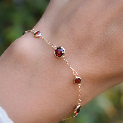 3.0TCW Round Garnet Moissanite Diamond January Birthstone Bracelets