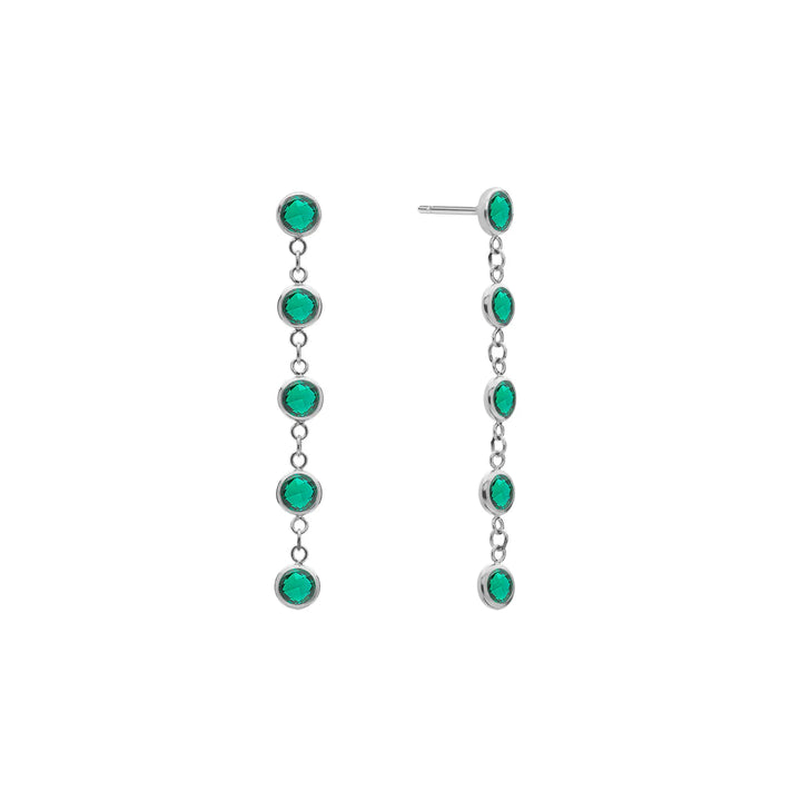 5.04TCW Round Cut Emerald Moissanite May Birthstone Dangle Earrings