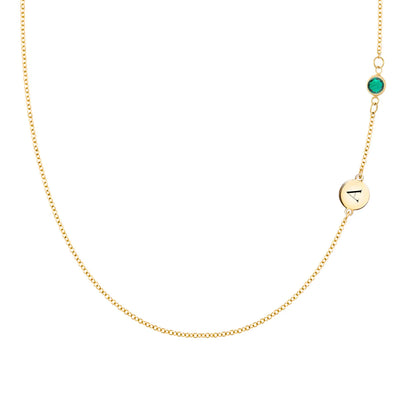 0.25CT Round Cut Customized Moissanite May Birthstone Necklace