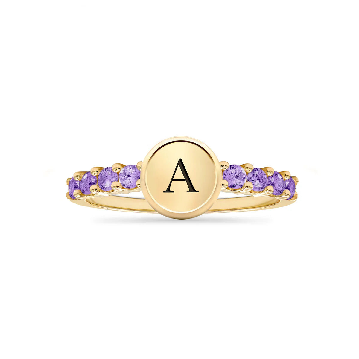 1.0TCW Round Cut Customized Moissanite February Birthstone Ring
