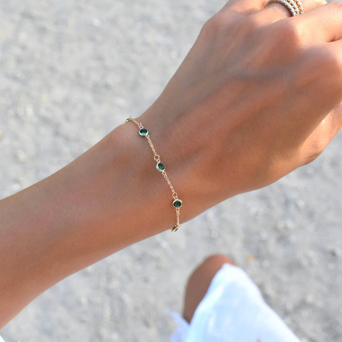1.75TCW Round Cut Emerald Moissanite May Birthstone Bracelet