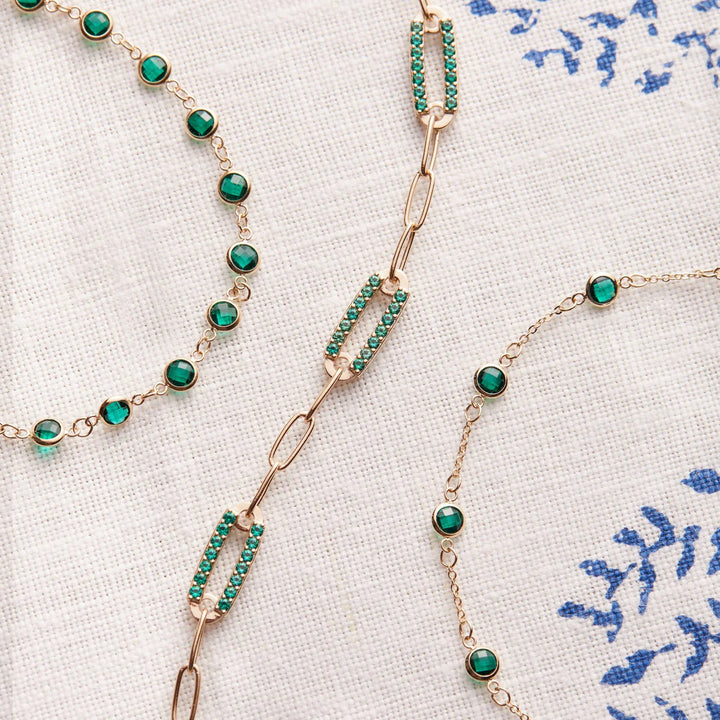 1.75TCW Round Cut Emerald Moissanite May Birthstone Bracelet