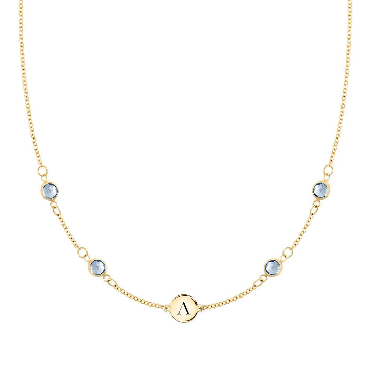 1.0TCW Round Cut Customized Moissanite March Birthstone Necklace
