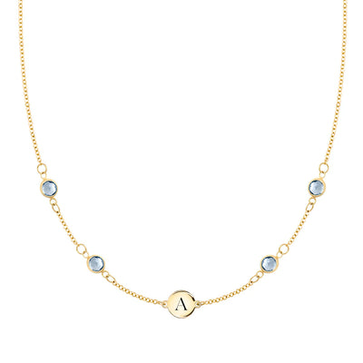 1.0TCW Round Cut Customized Moissanite March Birthstone Necklace