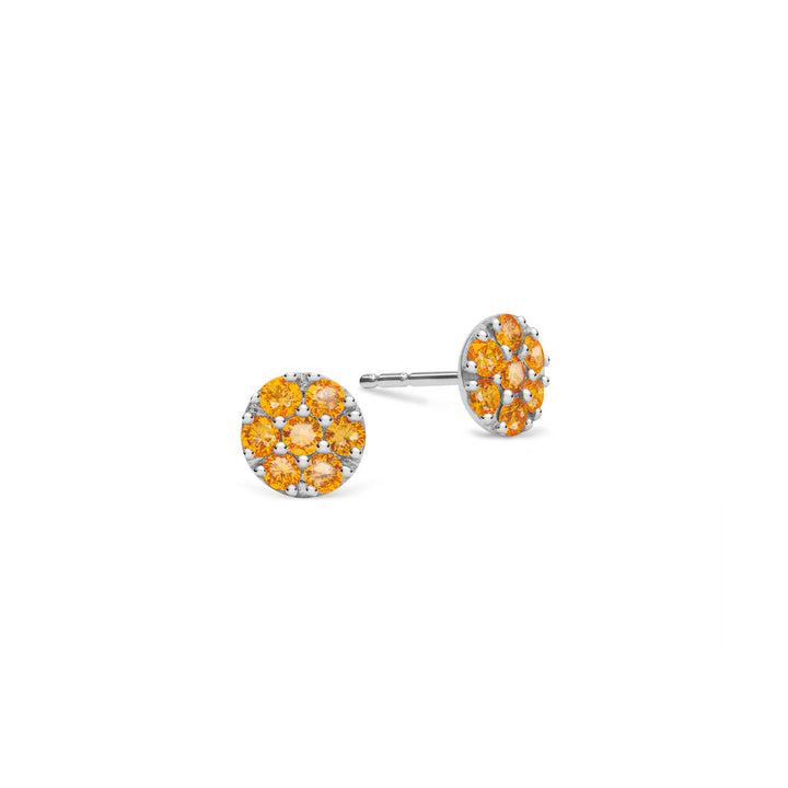 0.84TCW Round Floral Citrine Moissanite November Birthstone Stud Earrings