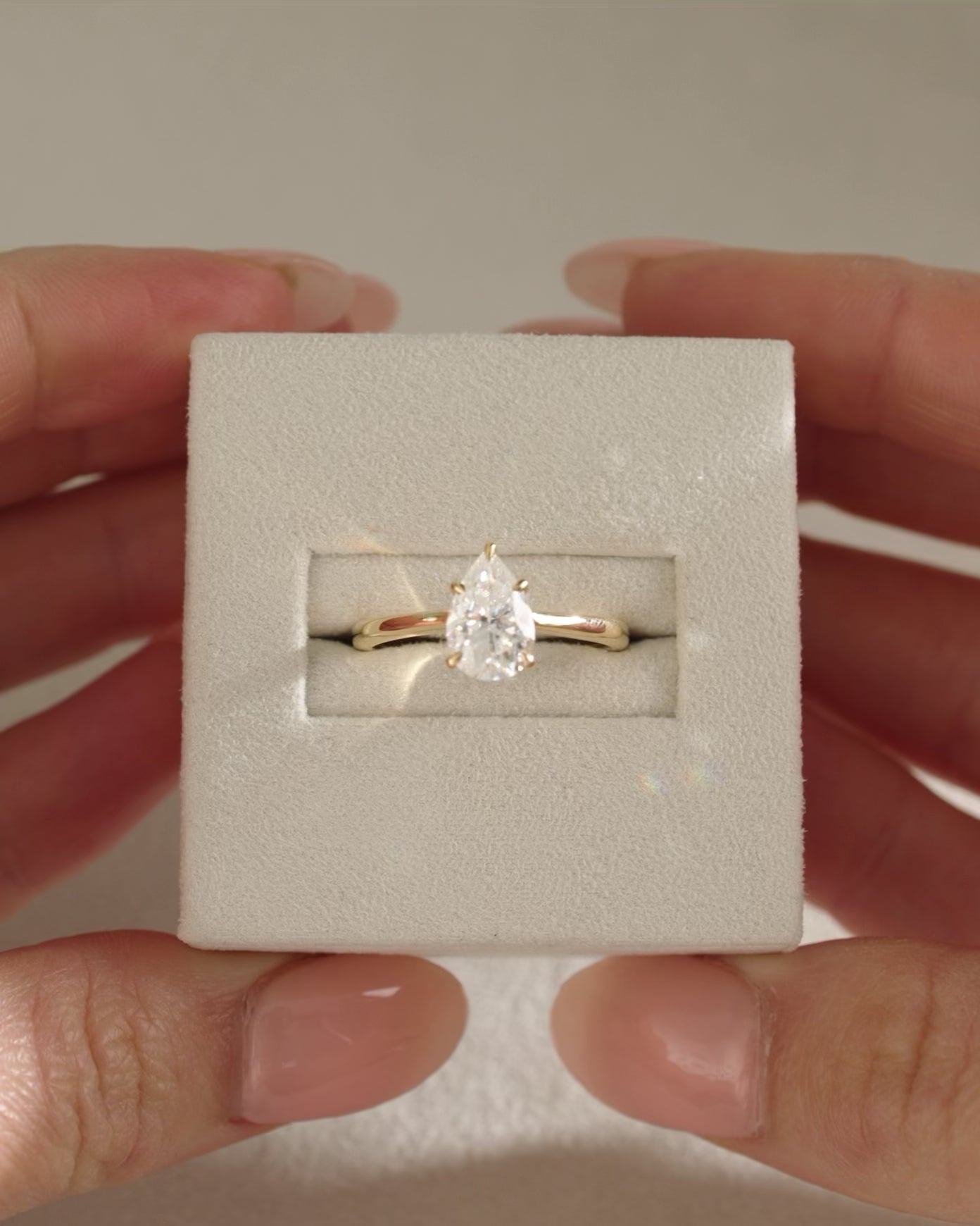 1.0 CT Pear Cut Diamond Solitaire Moissanite Engagement Ring