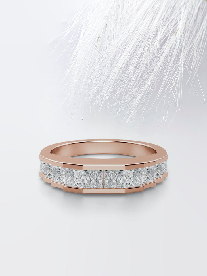 Princess Cut Channel Diamond Wedding Band For Her