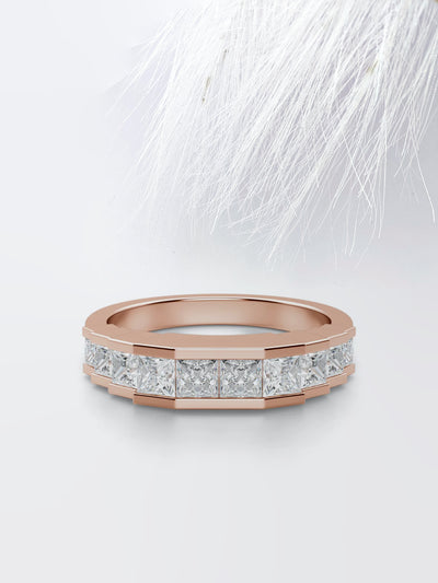 Princess Cut Channel Diamond Wedding Band For Her