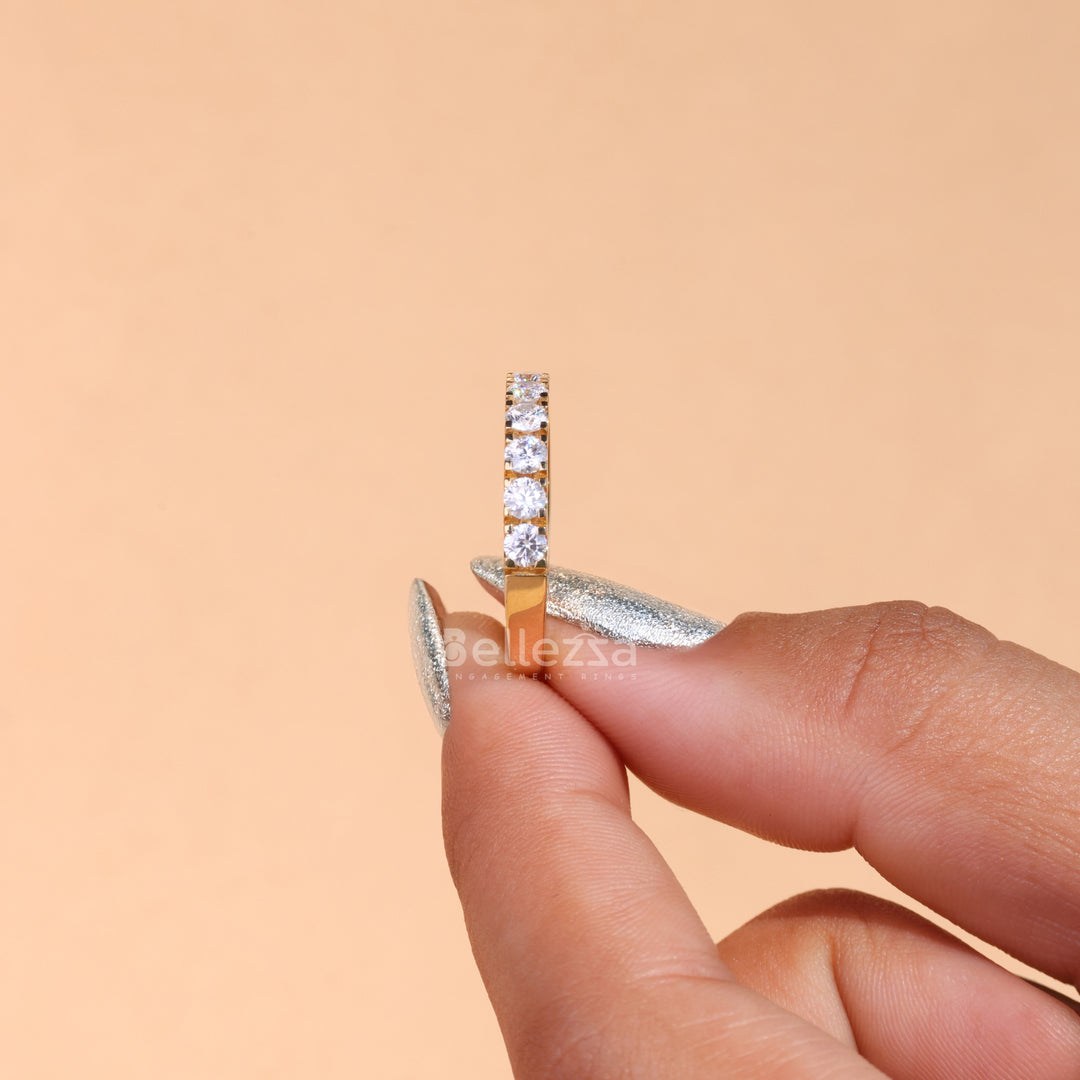 Round Cut Half Eternity Wedding Band For Her - Ready To Ship